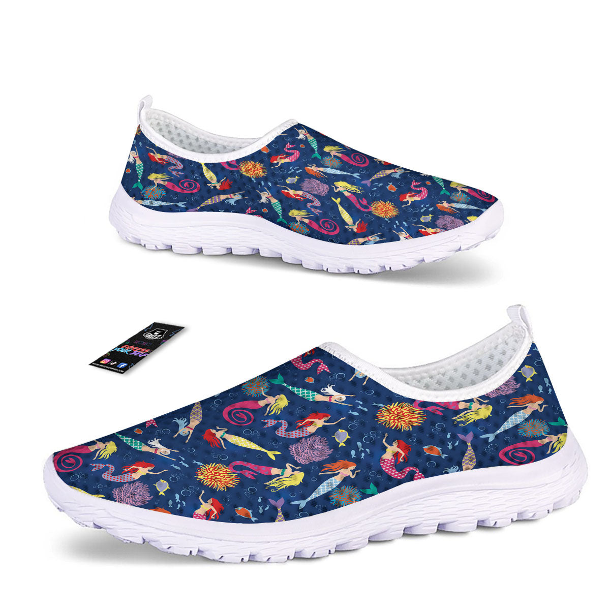 Girls Mermaid Print Pattern Nurse Shoes-grizzshop