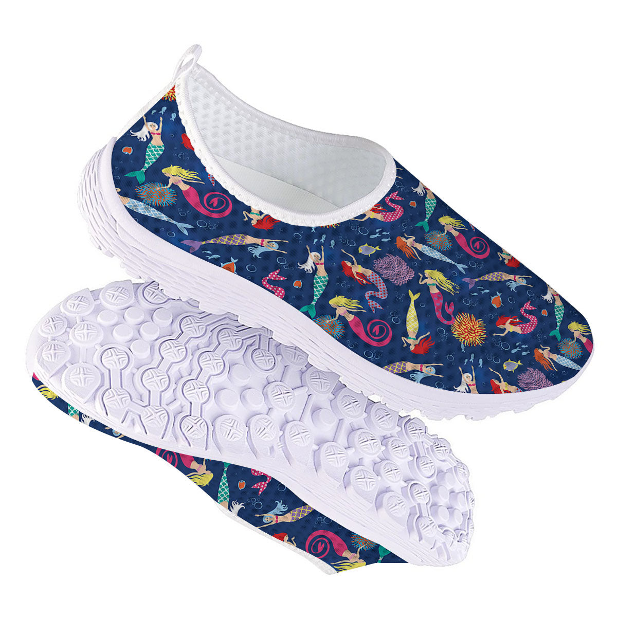 Girls Mermaid Print Pattern Nurse Shoes-grizzshop