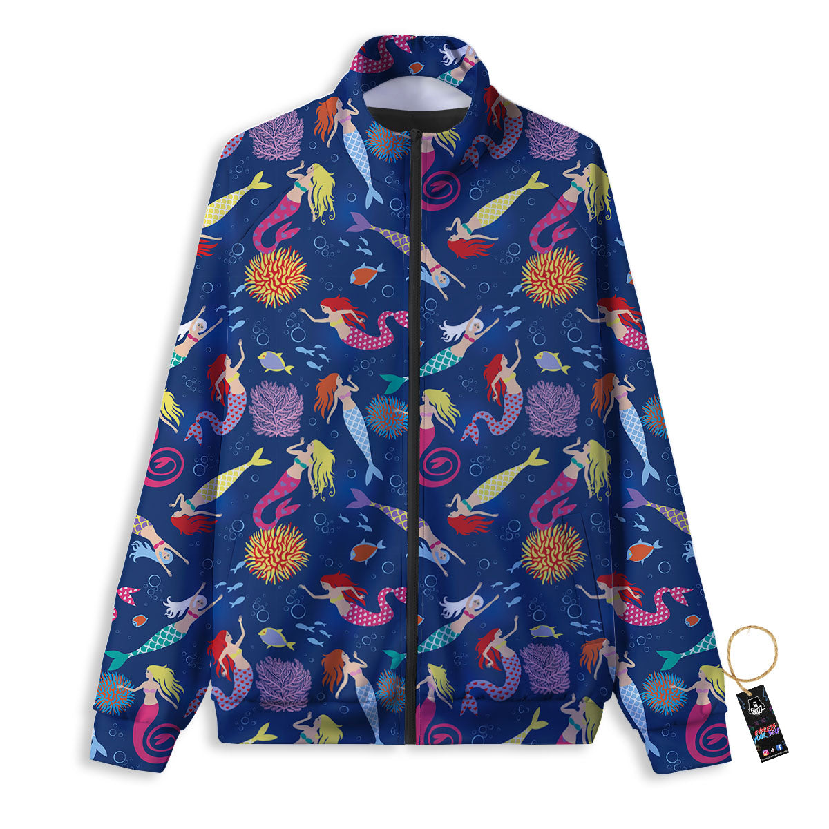 Girls Mermaid Print Pattern Track Jacket-grizzshop