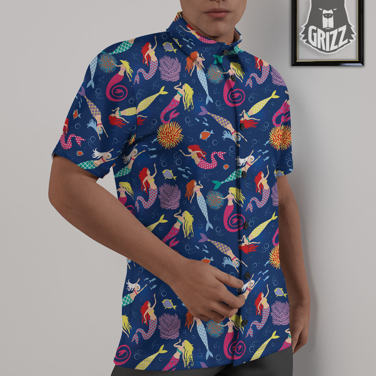 Girls Mermaid Print Pattern Untucked Shirts-grizzshop