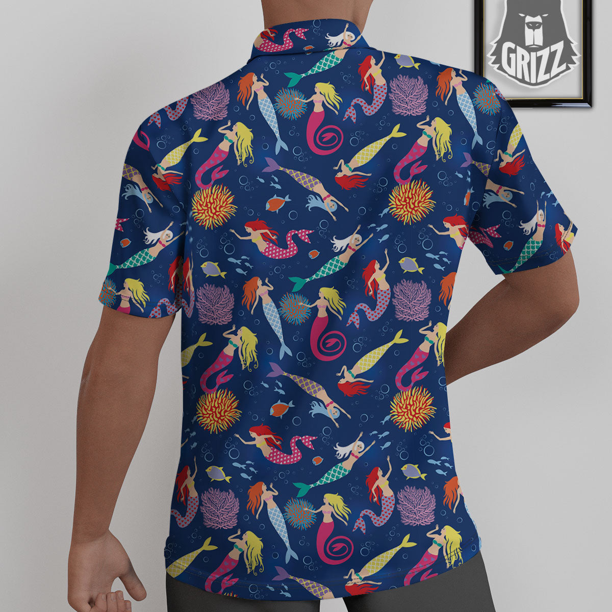 Girls Mermaid Print Pattern Untucked Shirts-grizzshop