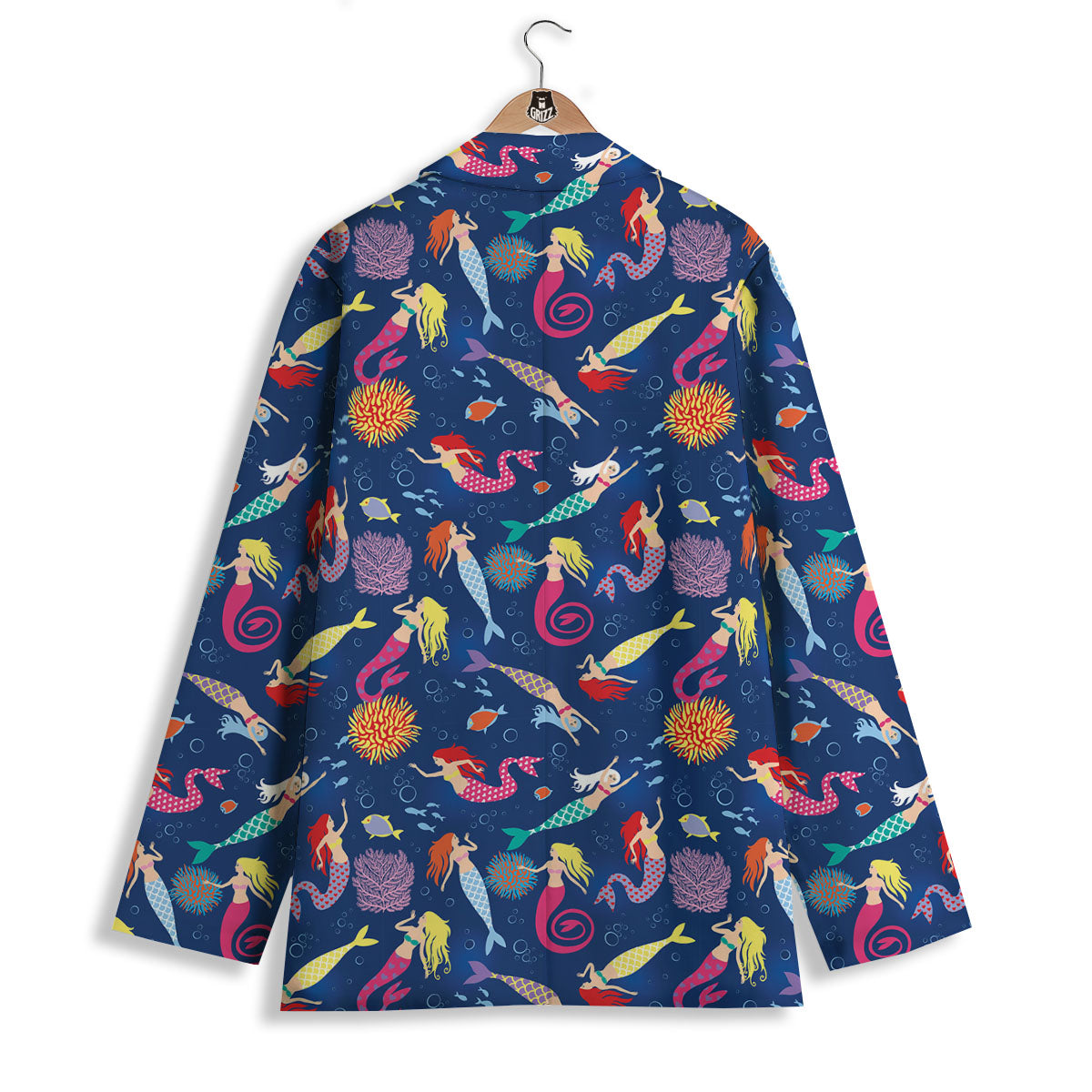 Girls Mermaid Print Pattern Women's Blazer-grizzshop