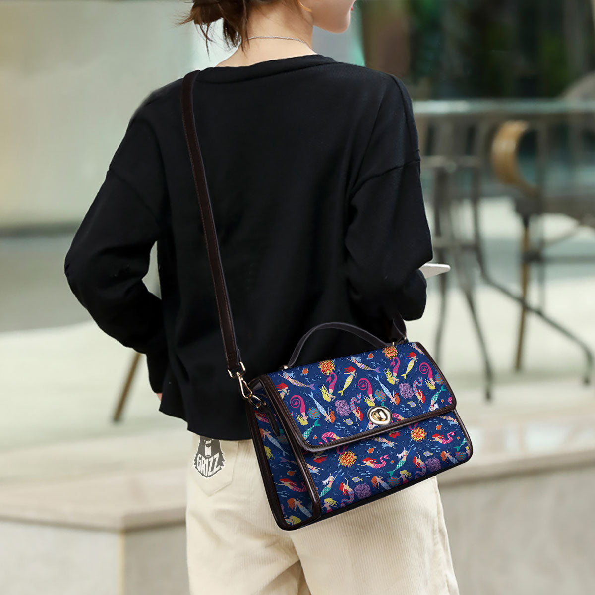 Girls Mermaid Print Pattern Women's Satchel Bag