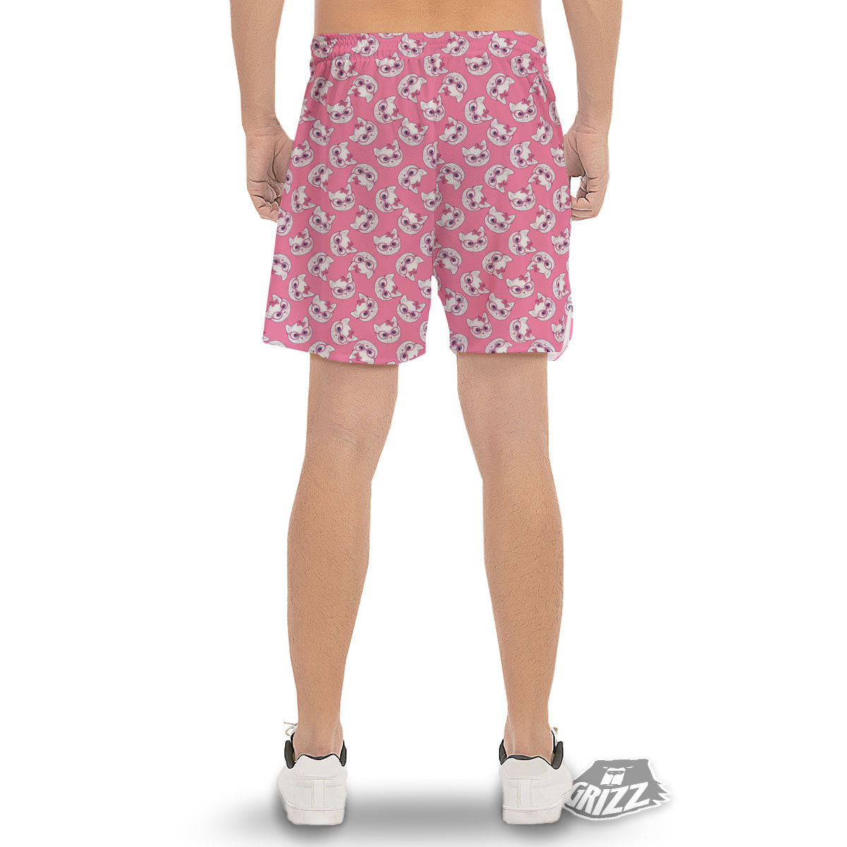 Girly Cat With Glasses Print Pattern Men's Gym Shorts-grizzshop