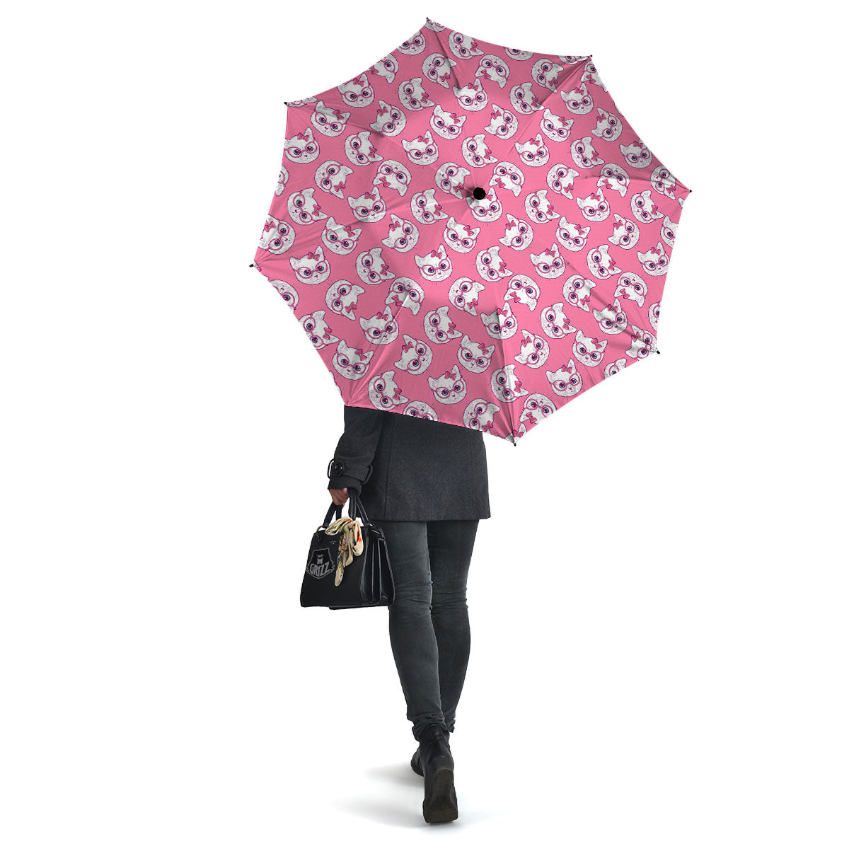 Girly Cat With Glasses Print Pattern Umbrella-grizzshop
