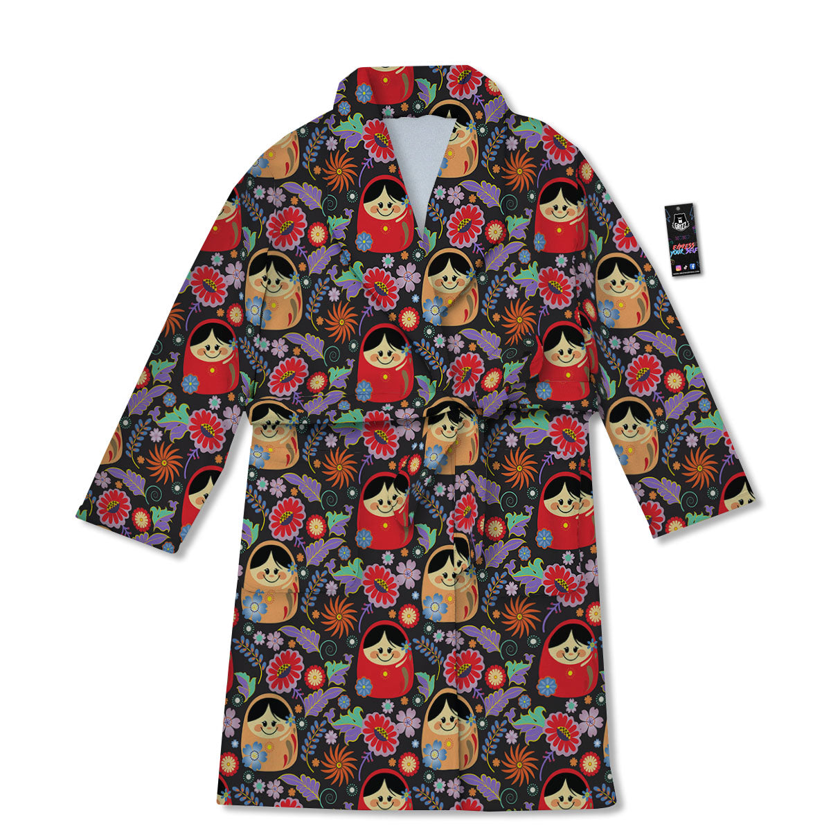 Girly Flower Pink Print Pattern Bathrobe-grizzshop