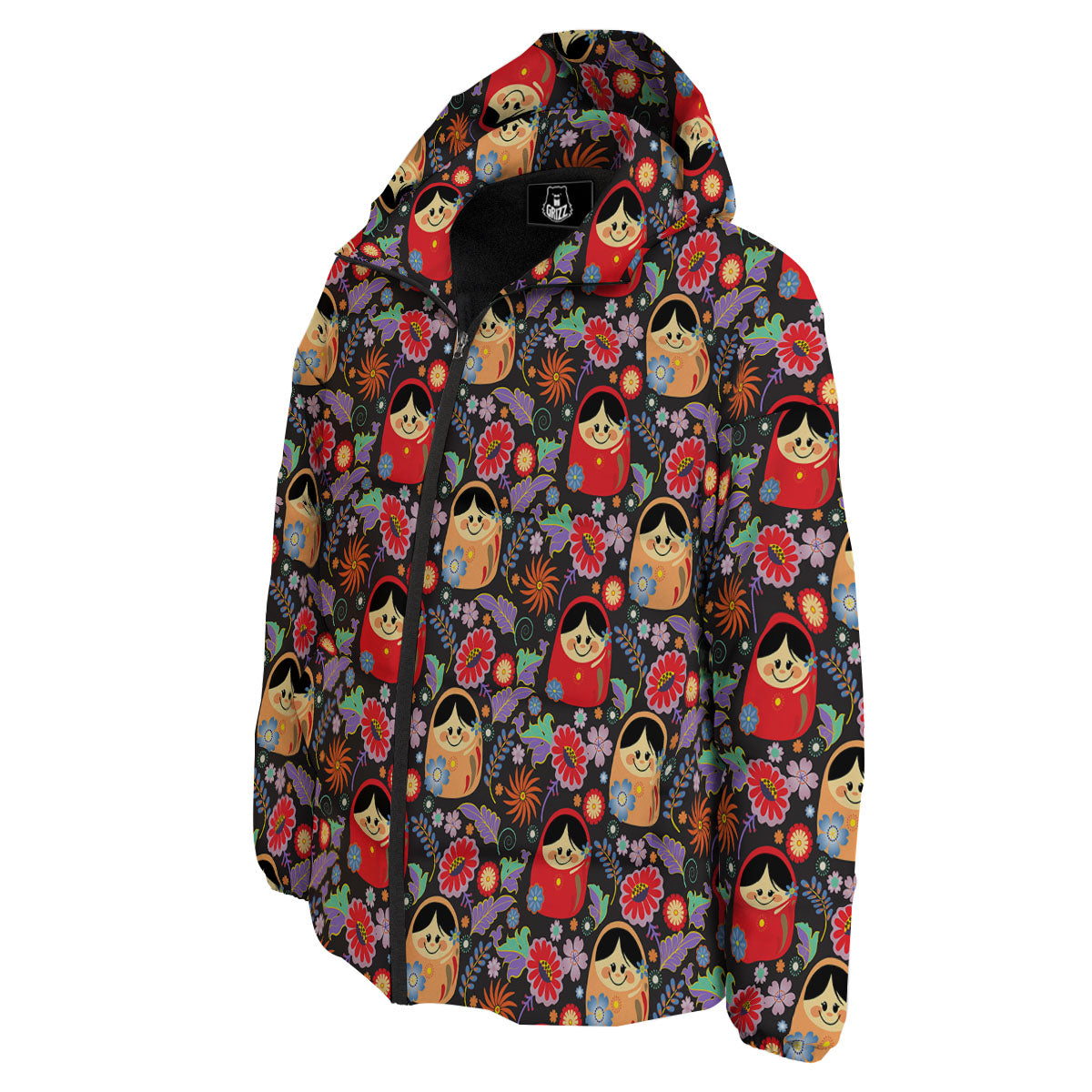 Girly Flower Pink Print Pattern Down Jacket-grizzshop
