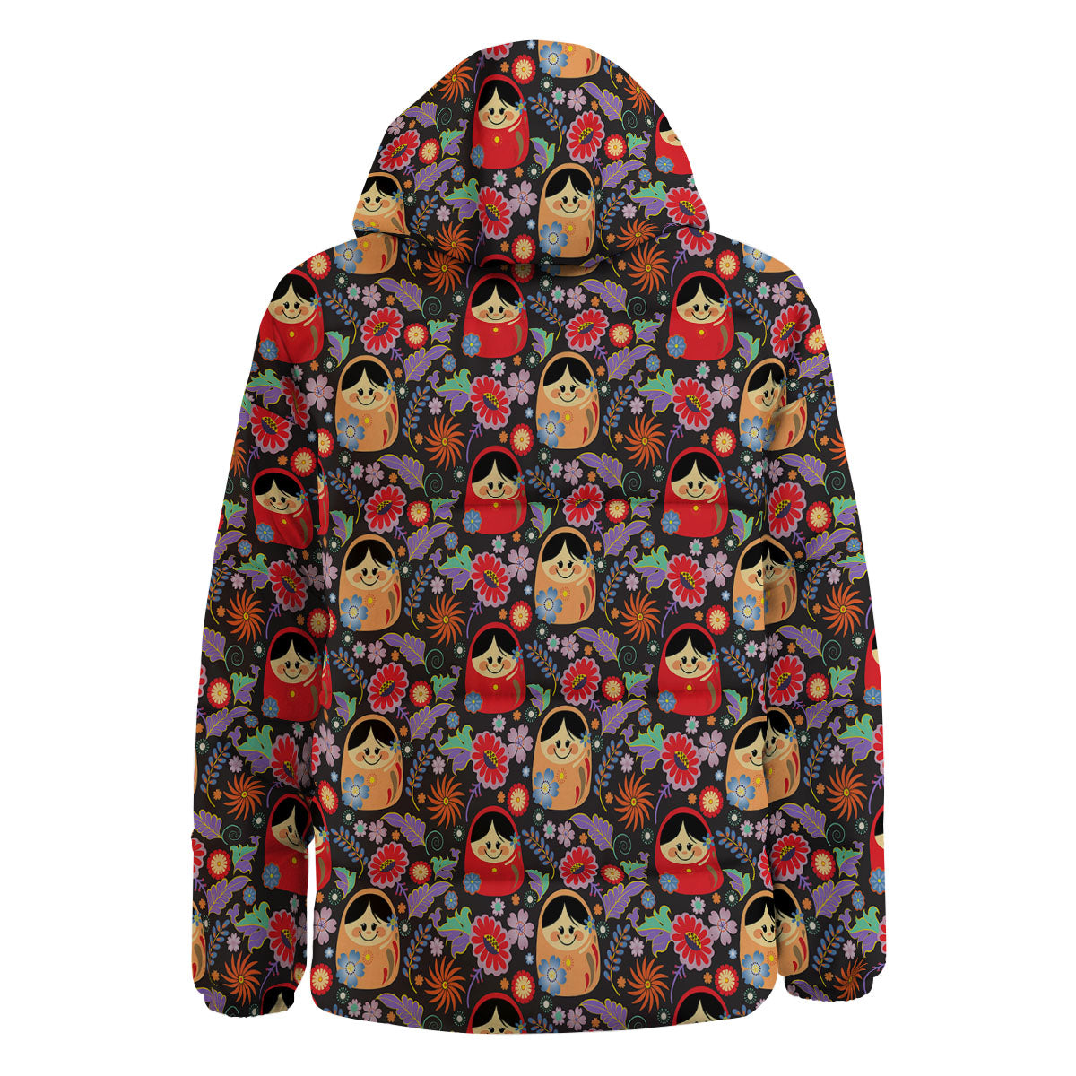 Girly Flower Pink Print Pattern Down Jacket-grizzshop