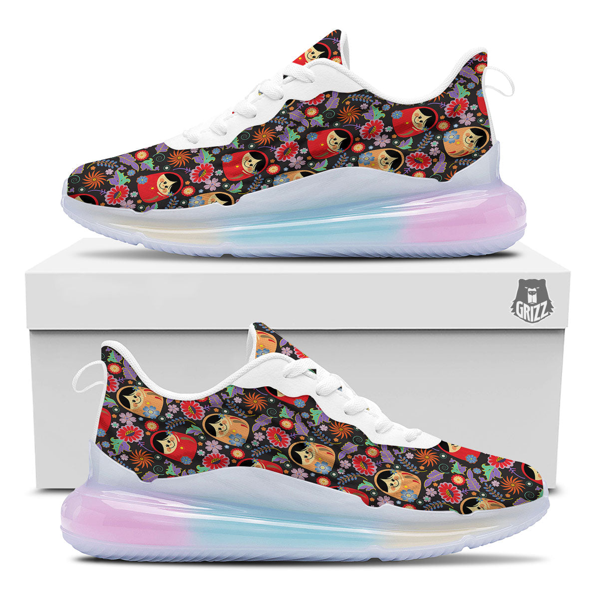 Girly Flower Pink Print Pattern Running Sneakers-grizzshop