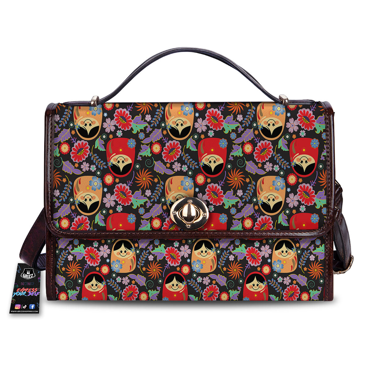 Girly Flower Pink Print Pattern Women's Satchel Bag-grizzshop