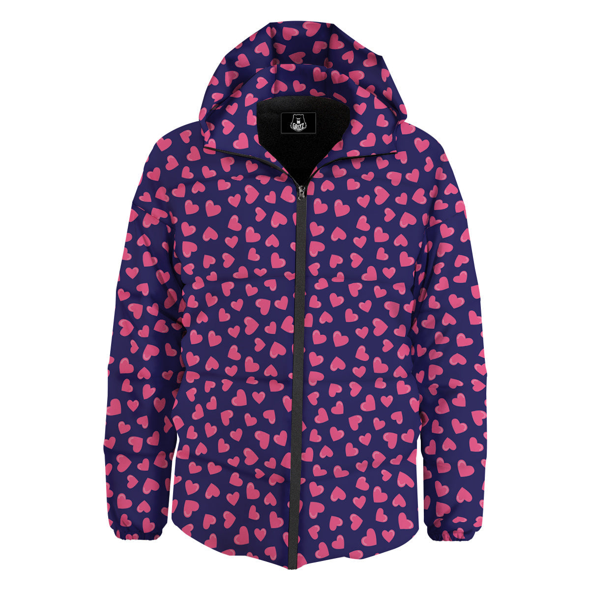 Girly Heart Cute Print Pattern Down Jacket-grizzshop