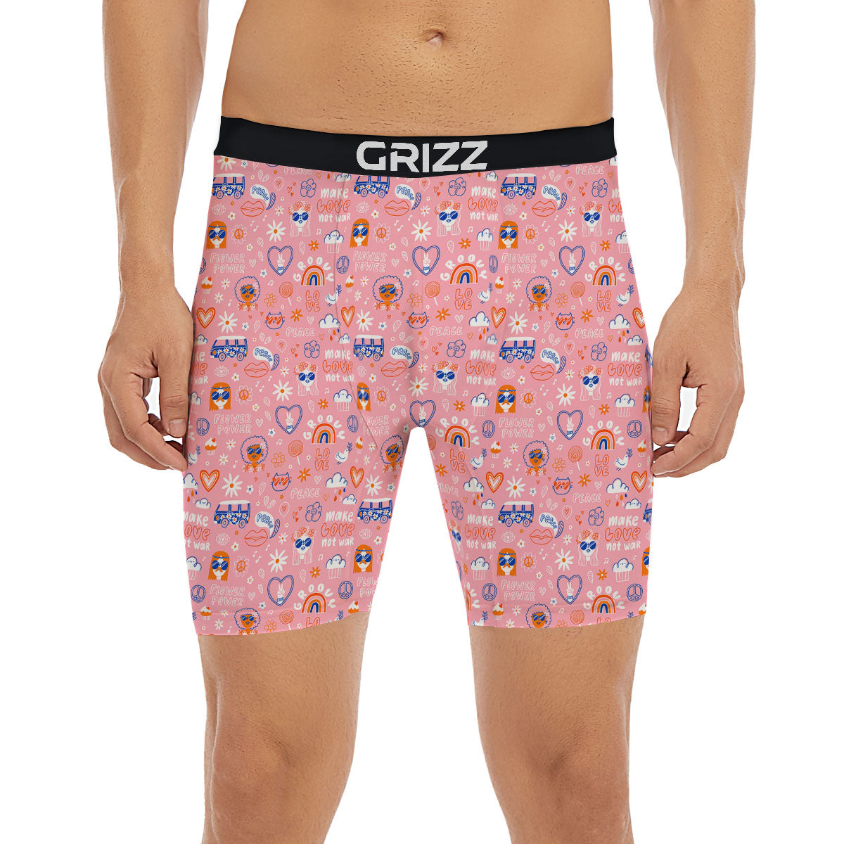 Girly Love And Peace Sign Print Pattern Boxer Briefs-grizzshop