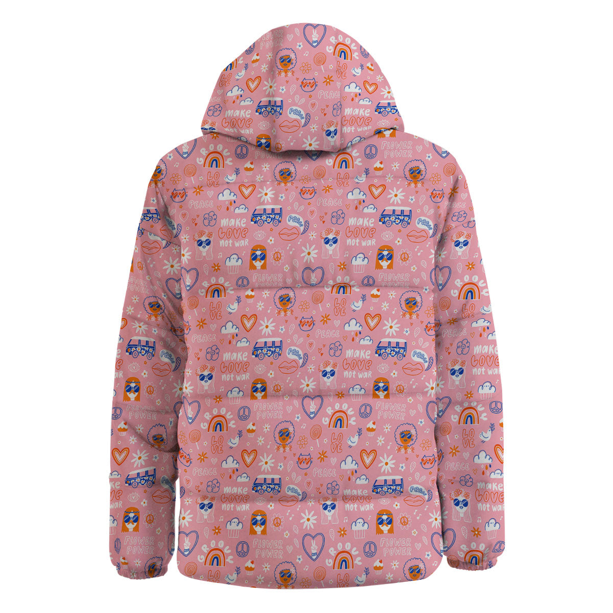 Girly Love And Peace Sign Print Pattern Down Jacket-grizzshop