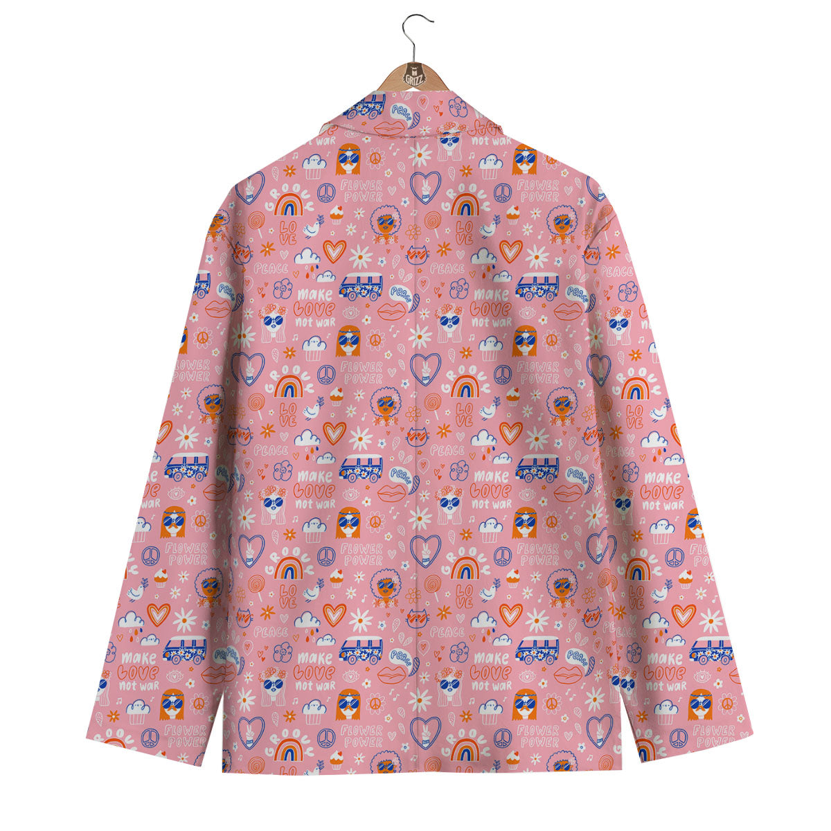 Girly Love And Peace Sign Print Pattern Men's Blazer-grizzshop