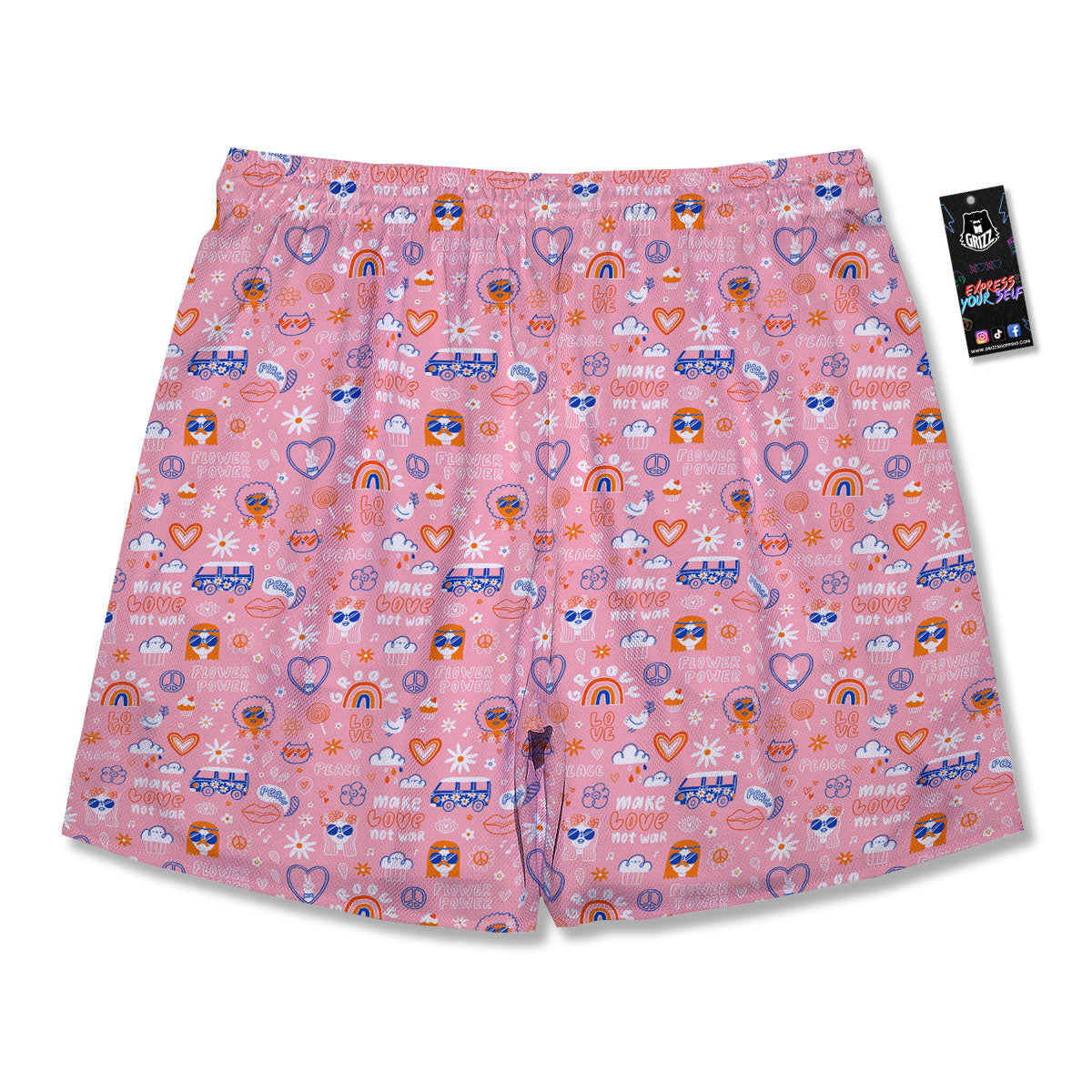 Girly Love And Peace Sign Print Pattern Men's Running Shorts-grizzshop