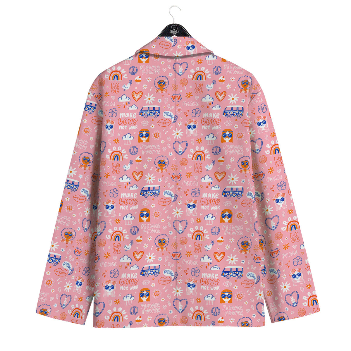 Girly Love And Peace Sign Print Pattern Men's Sport Coat-grizzshop
