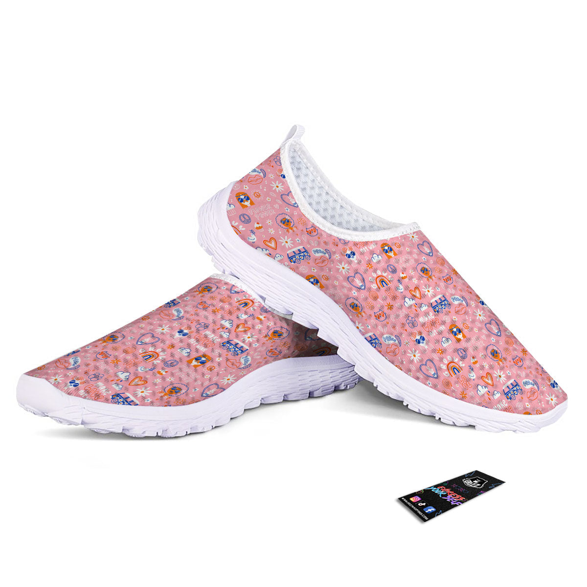 Girly Love And Peace Sign Print Pattern Nurse Shoes-grizzshop