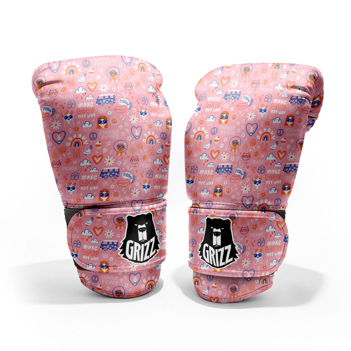 Girly Love And Peace Sign Print Pattern Pro Boxing Glove