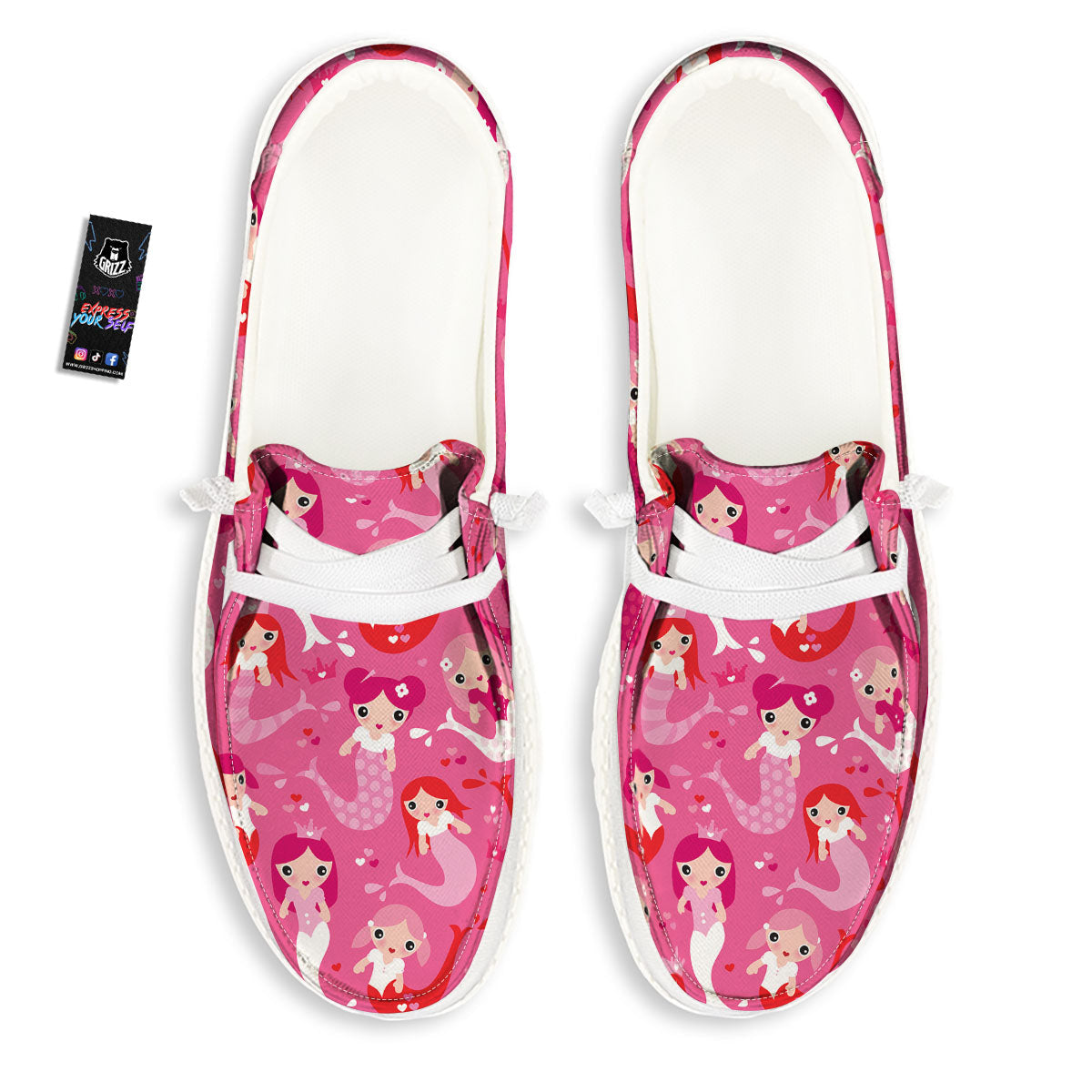 Girly Mermaid Pink Print Pattern Black Loafers-grizzshop