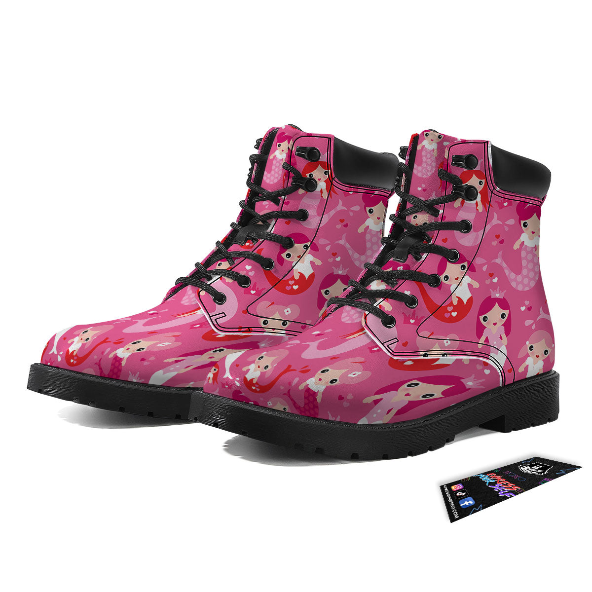 Girly Mermaid Pink Print Pattern Boots-grizzshop