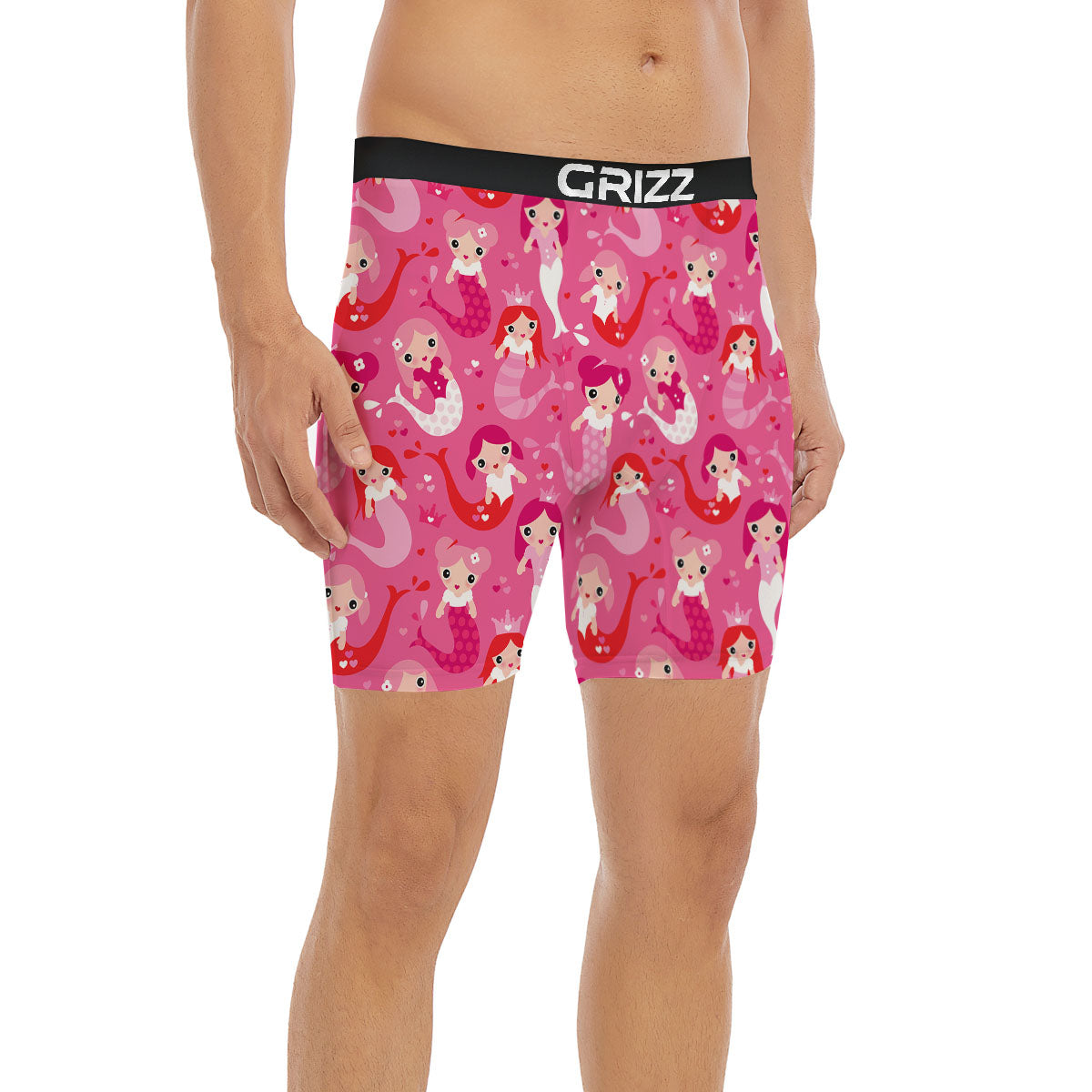 Girly Mermaid Pink Print Pattern Boxer Briefs-grizzshop