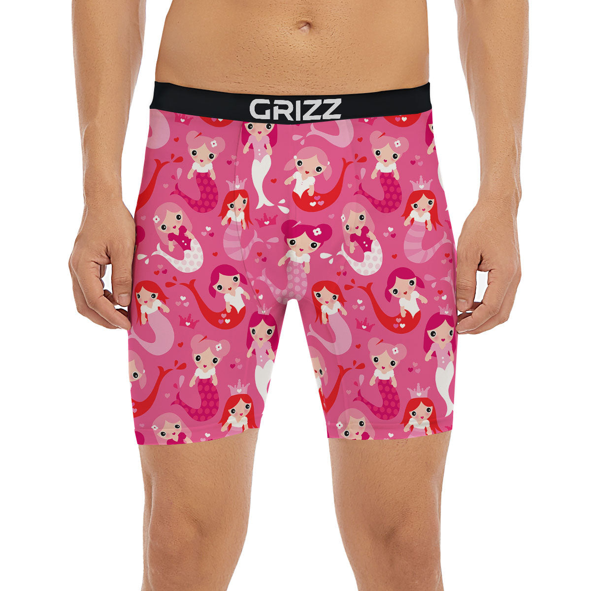 Girly Mermaid Pink Print Pattern Boxer Briefs-grizzshop