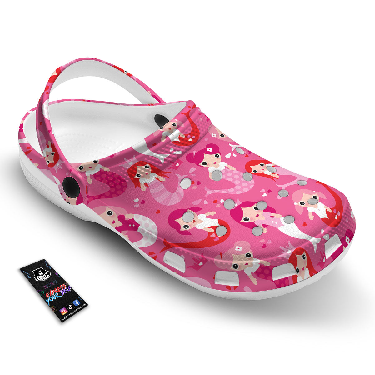 Girly Mermaid Pink Print Pattern Clog-grizzshop