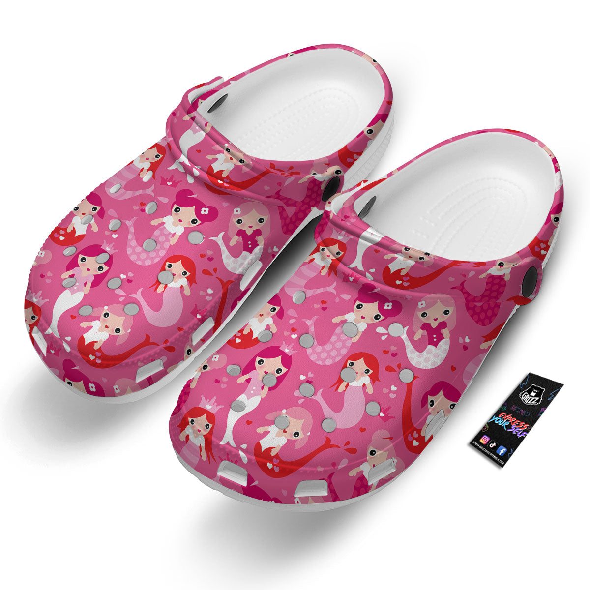 Girly Mermaid Pink Print Pattern Clog-grizzshop