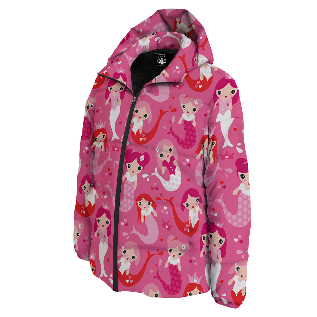 Girly Mermaid Pink Print Pattern Down Jacket-grizzshop