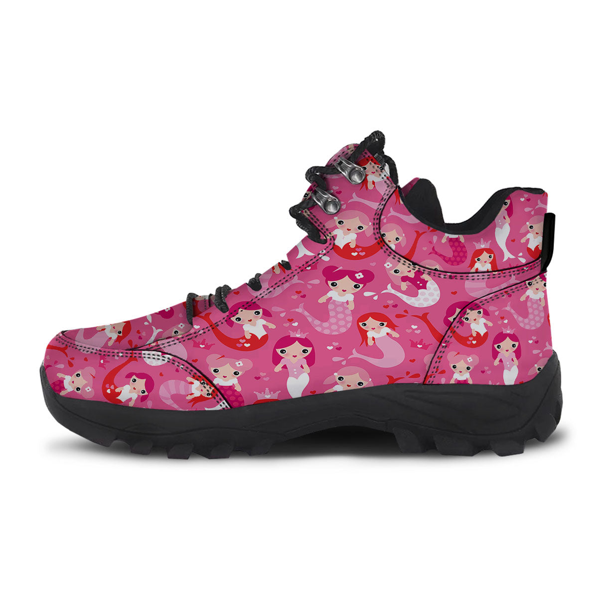 Girly Mermaid Pink Print Pattern Hiking Shoes-grizzshop