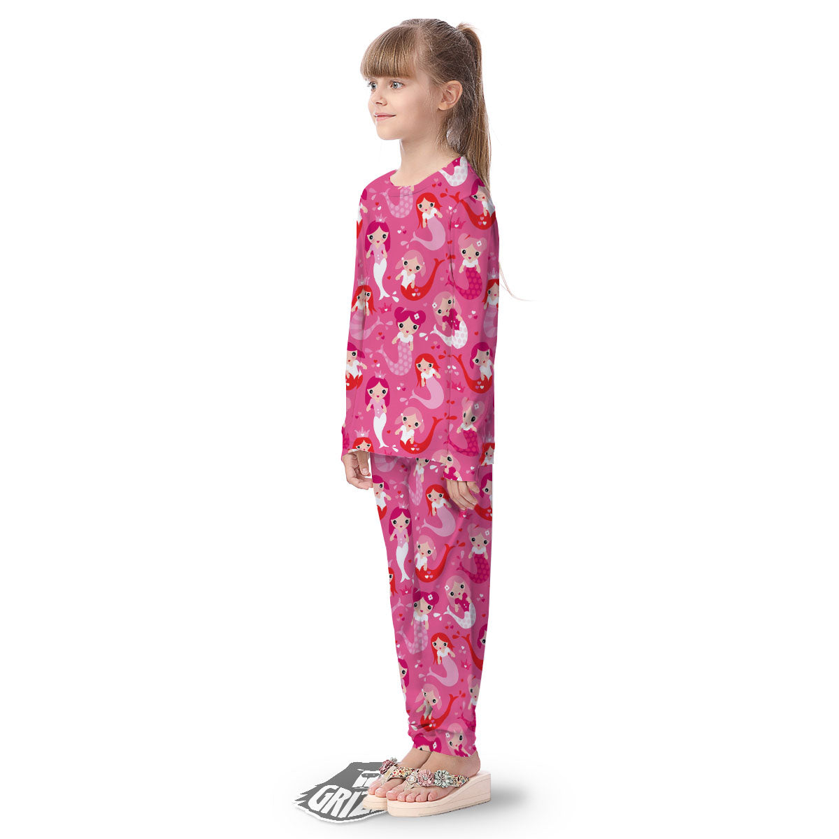 Girly Mermaid Pink Print Pattern Kid's Pajamas-grizzshop