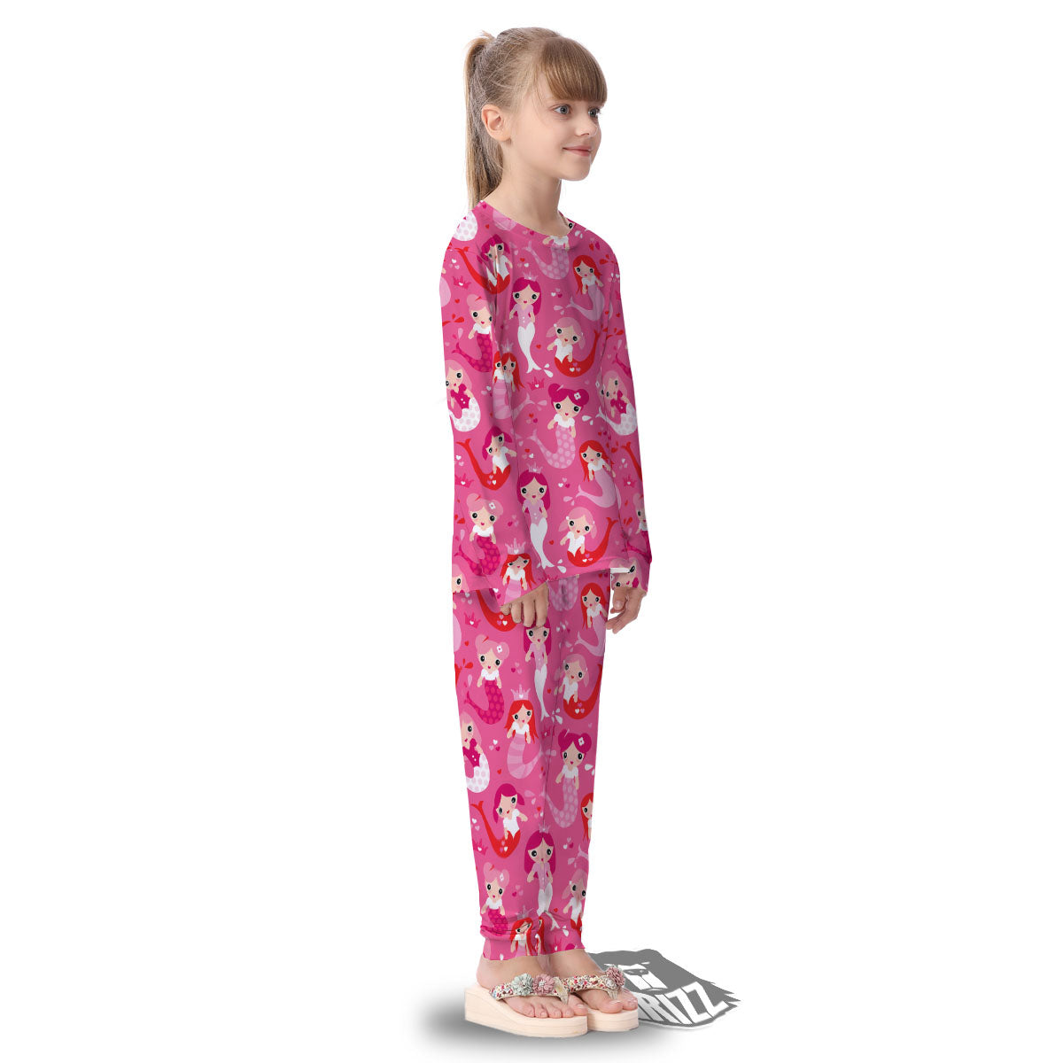Girly Mermaid Pink Print Pattern Kid's Pajamas-grizzshop