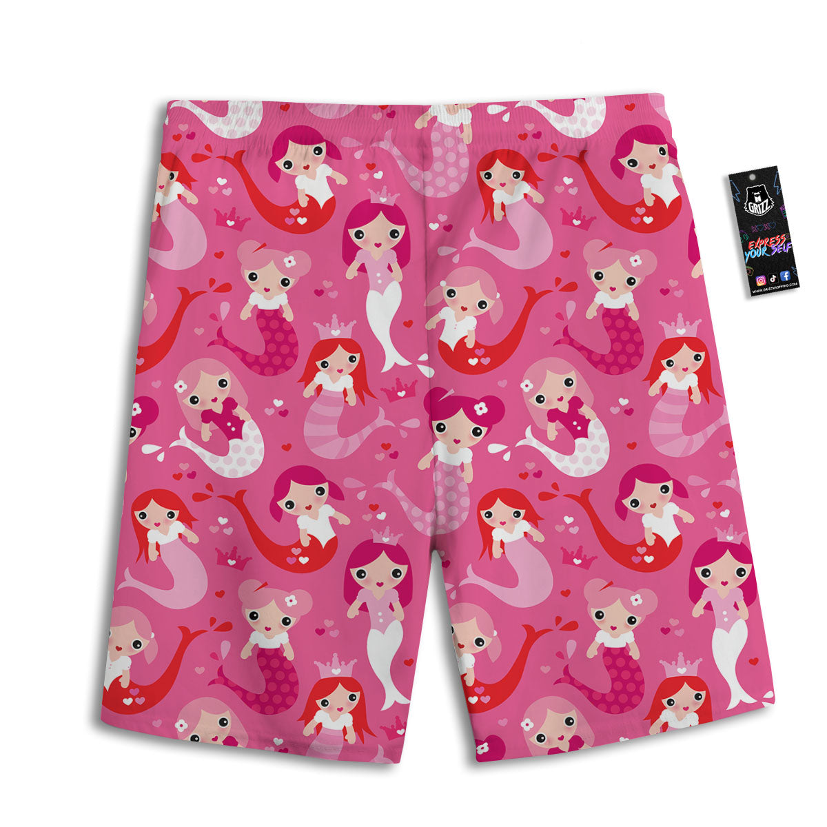 Girly Mermaid Pink Print Pattern Men's Athletic Shorts