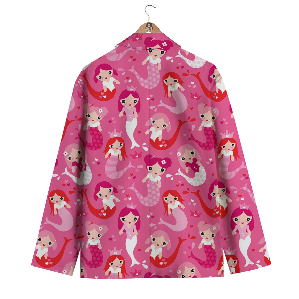 Girly Mermaid Pink Print Pattern Men's Blazer-grizzshop