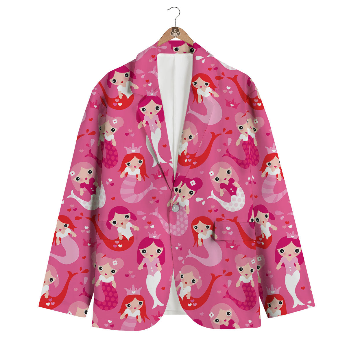 Girly Mermaid Pink Print Pattern Men's Blazer-grizzshop