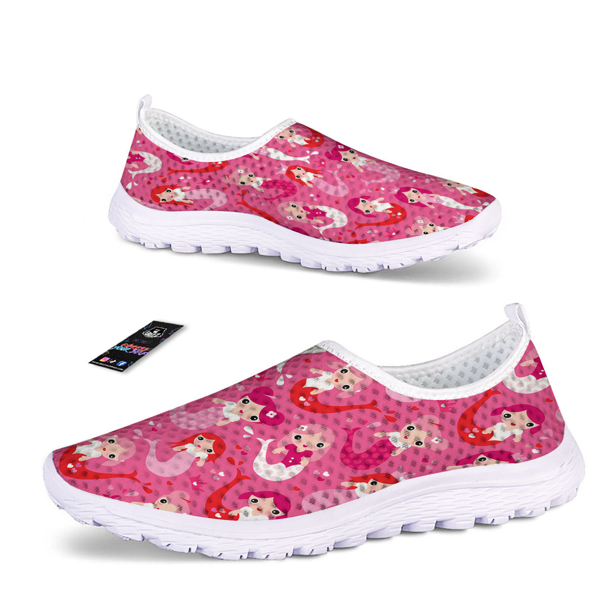 Girly Mermaid Pink Print Pattern Nurse Shoes-grizzshop