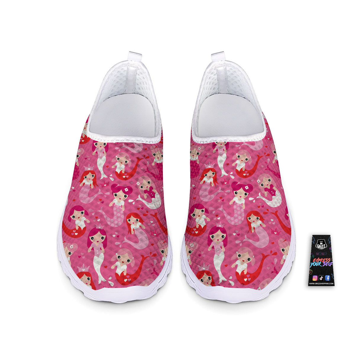 Girly Mermaid Pink Print Pattern Nurse Shoes-grizzshop