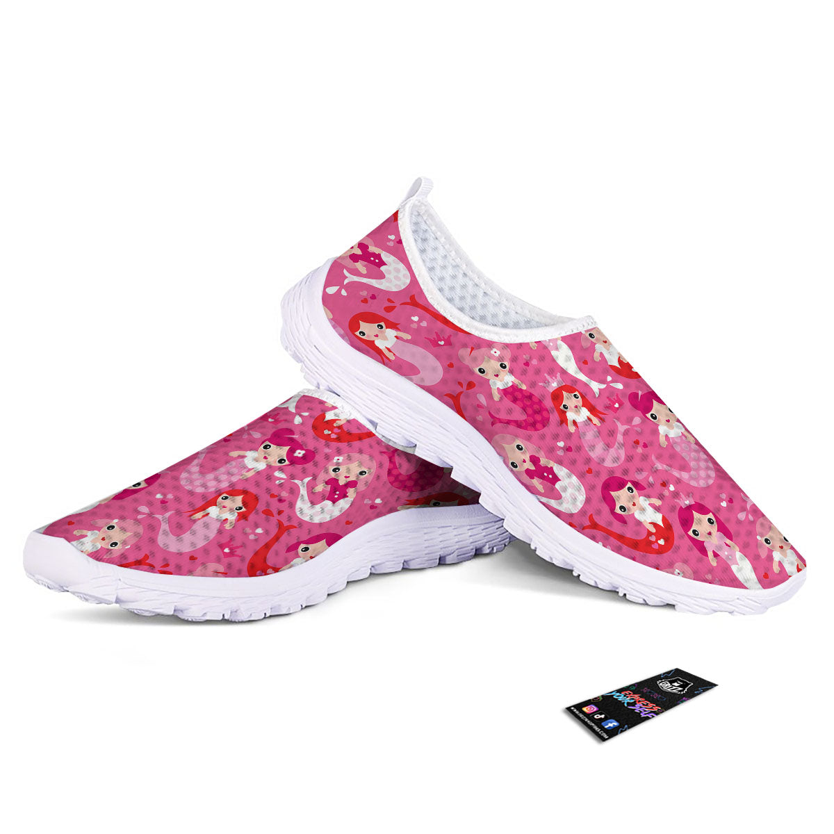 Girly Mermaid Pink Print Pattern Nurse Shoes-grizzshop