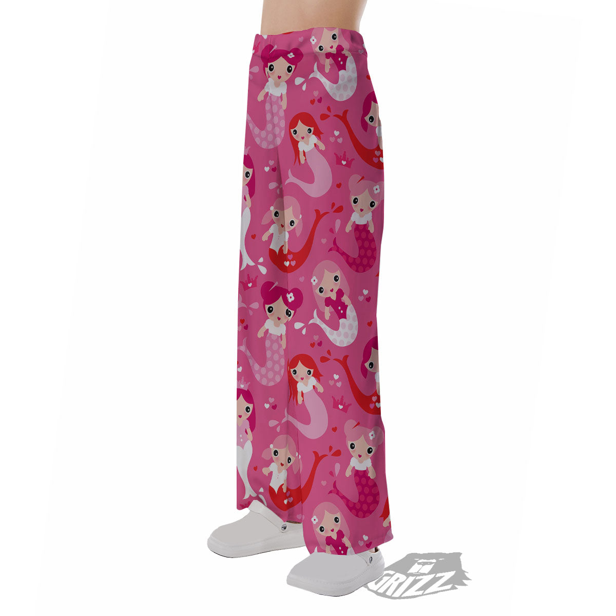 Girly Mermaid Pink Print Pattern Pajama Pants-grizzshop