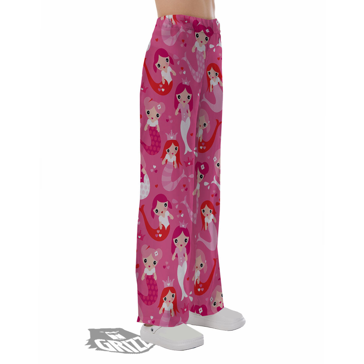 Girly Mermaid Pink Print Pattern Pajama Pants-grizzshop