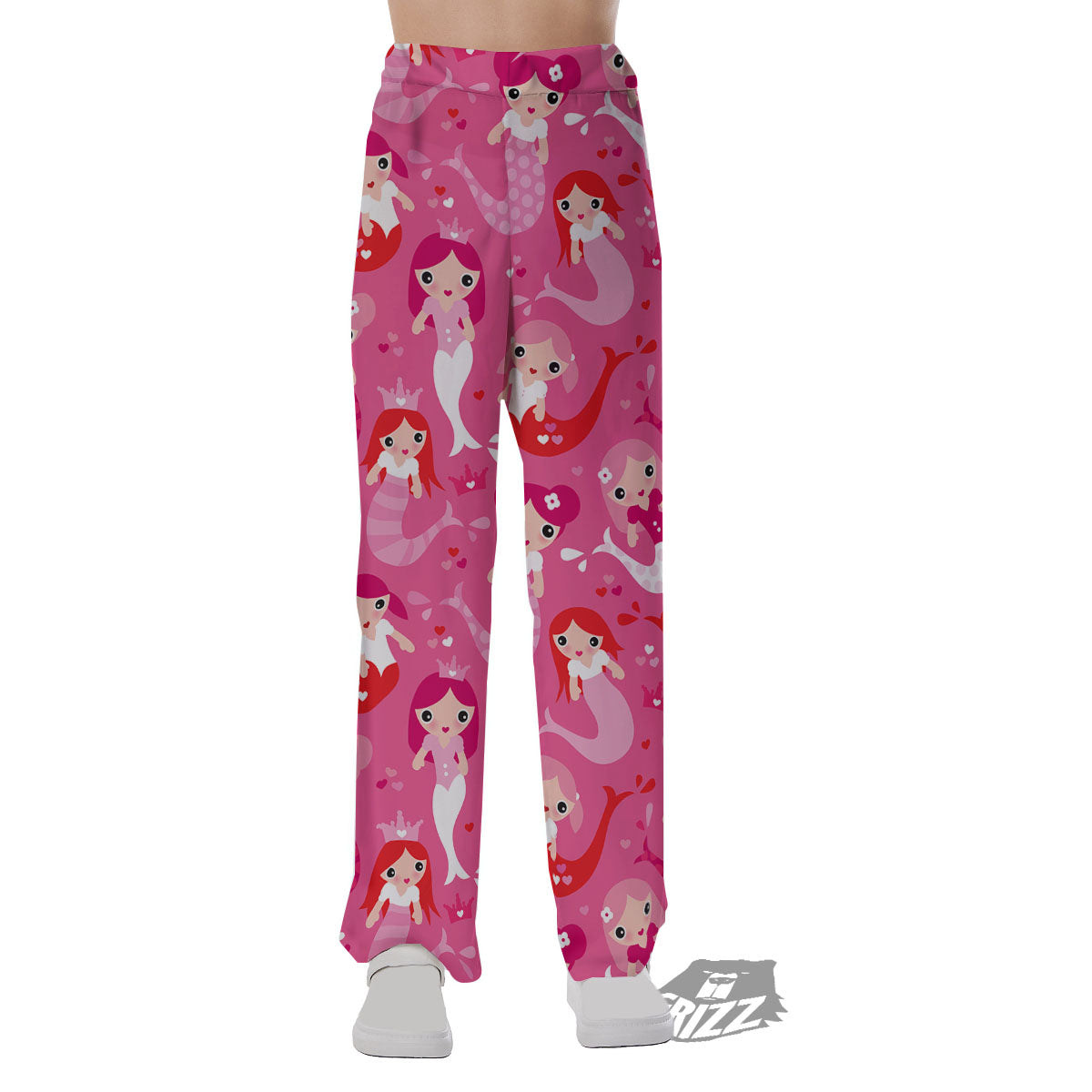Girly Mermaid Pink Print Pattern Pajama Pants-grizzshop