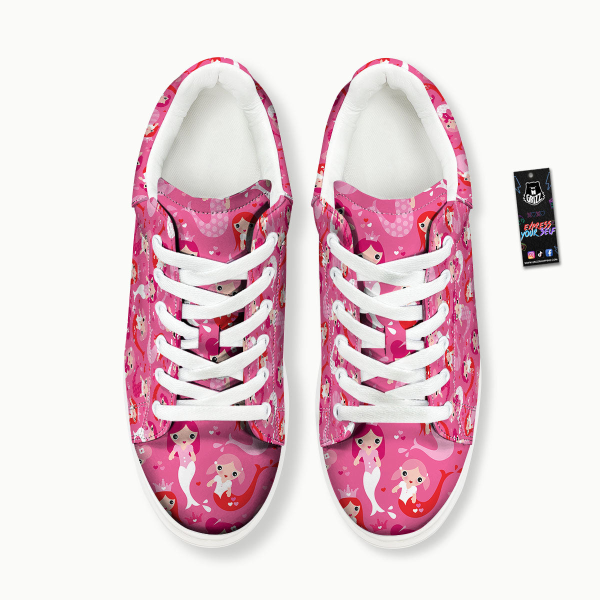 Girly Mermaid Pink Print Pattern Platform Shoes-grizzshop