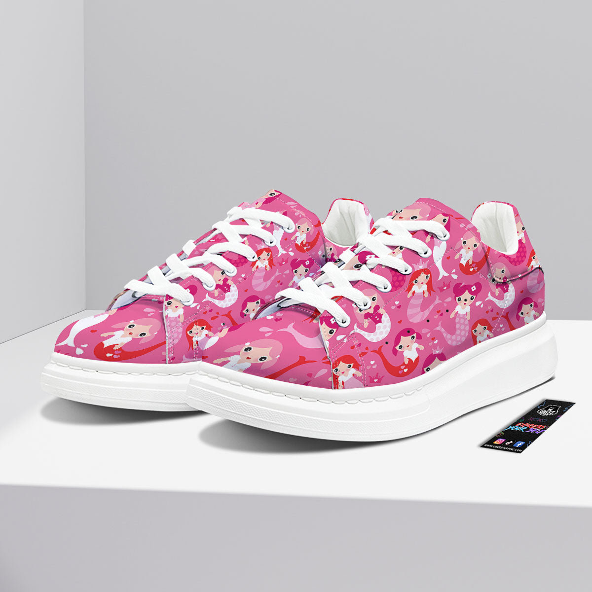 Girly Mermaid Pink Print Pattern Platform Shoes-grizzshop