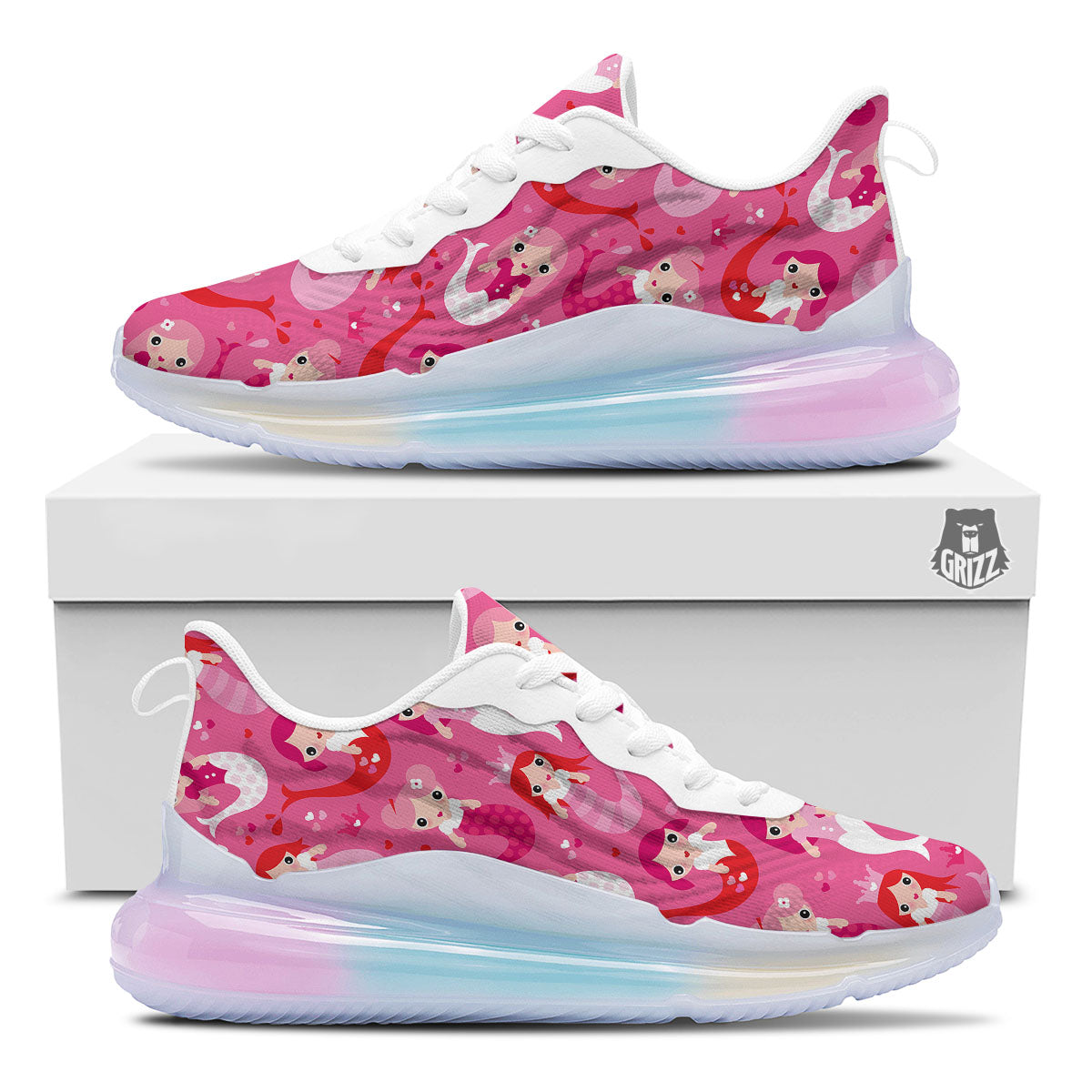 Girly Mermaid Pink Print Pattern Running Sneakers-grizzshop