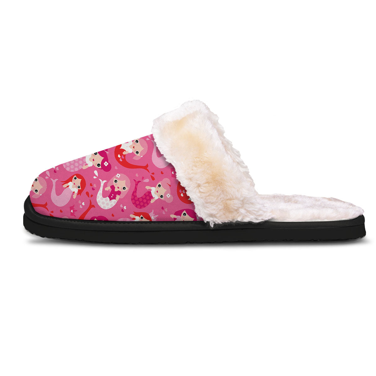 Girly Mermaid Pink Print Pattern Slippers-grizzshop
