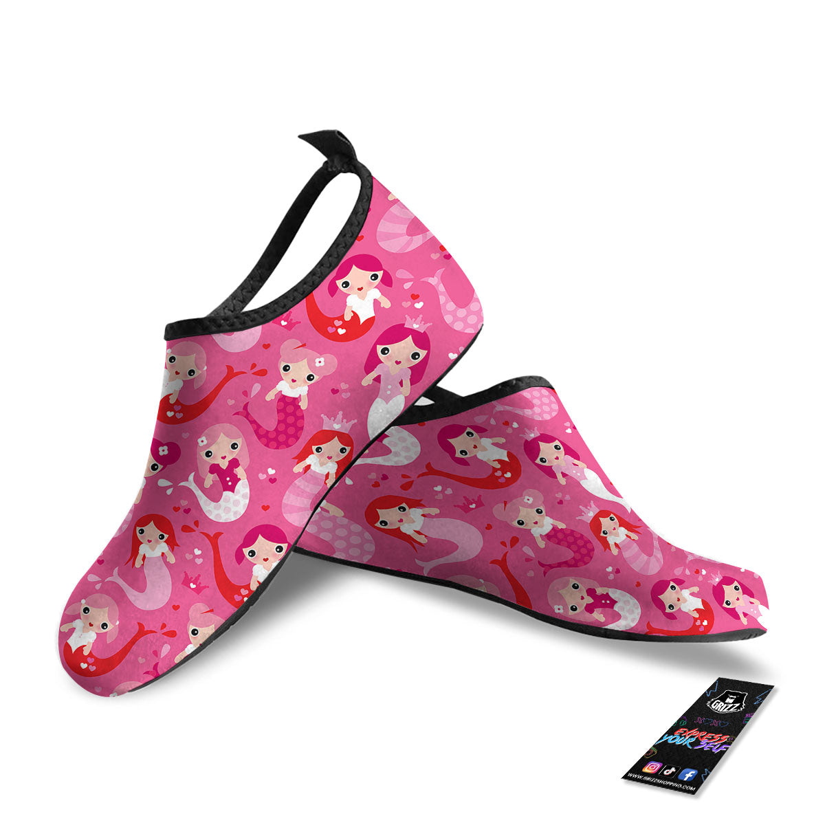 Girly Mermaid Pink Print Pattern Water Shoes-grizzshop