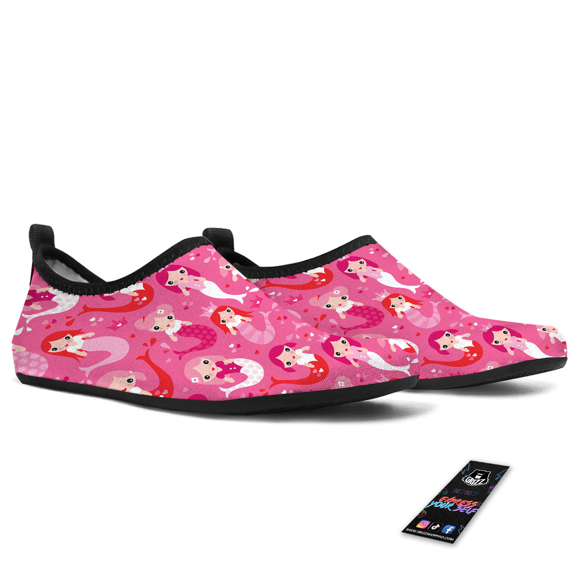 Girly Mermaid Pink Print Pattern Water Shoes-grizzshop