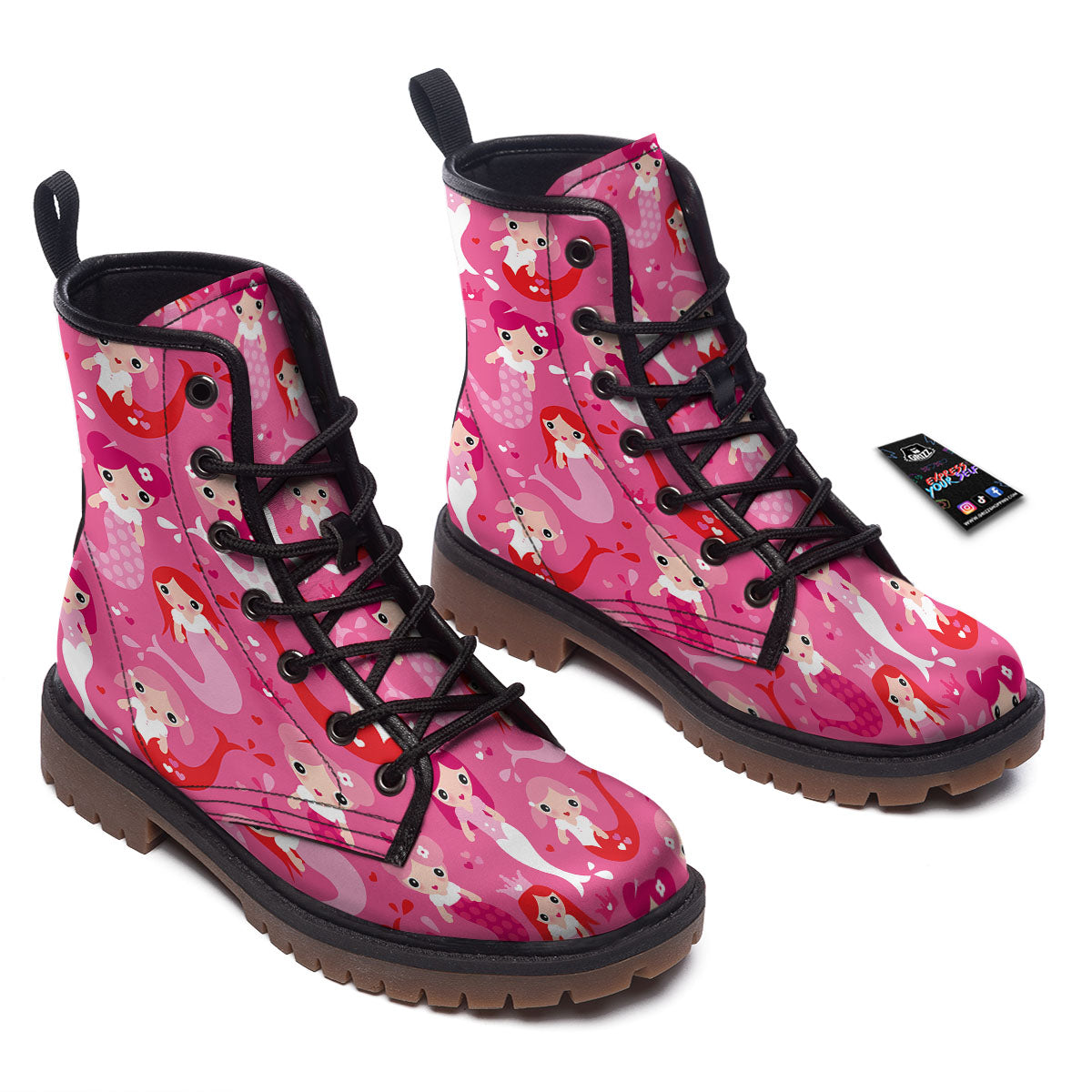 Girly Mermaid Pink Print Pattern Work Boots-grizzshop