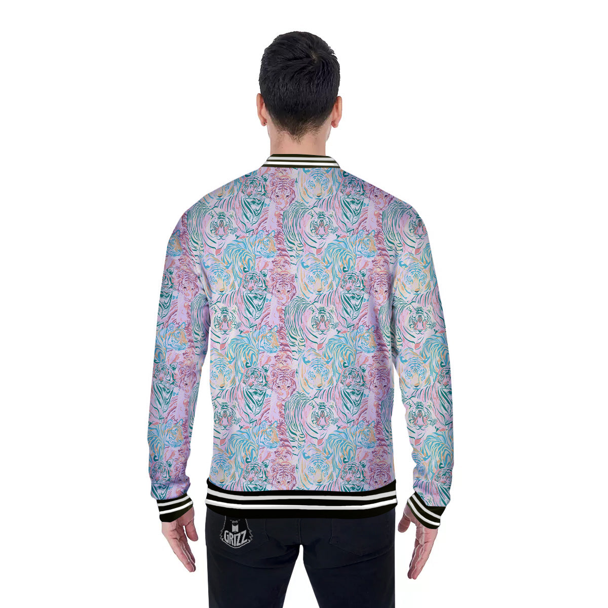 Girly Tigers Pastel Print Pattern Baseball Jacket-grizzshop