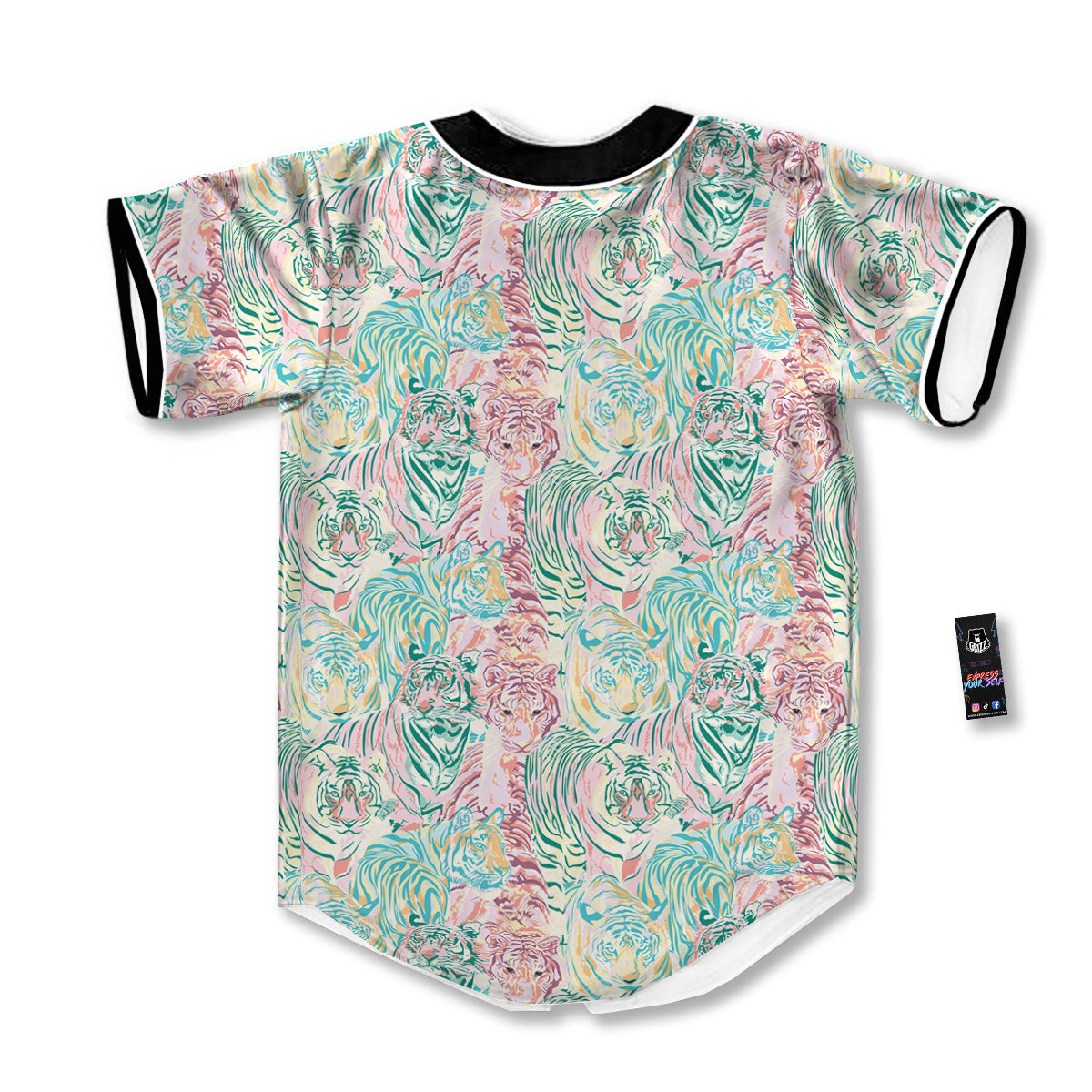 Girly Tigers Pastel Print Pattern Baseball Jersey-grizzshop